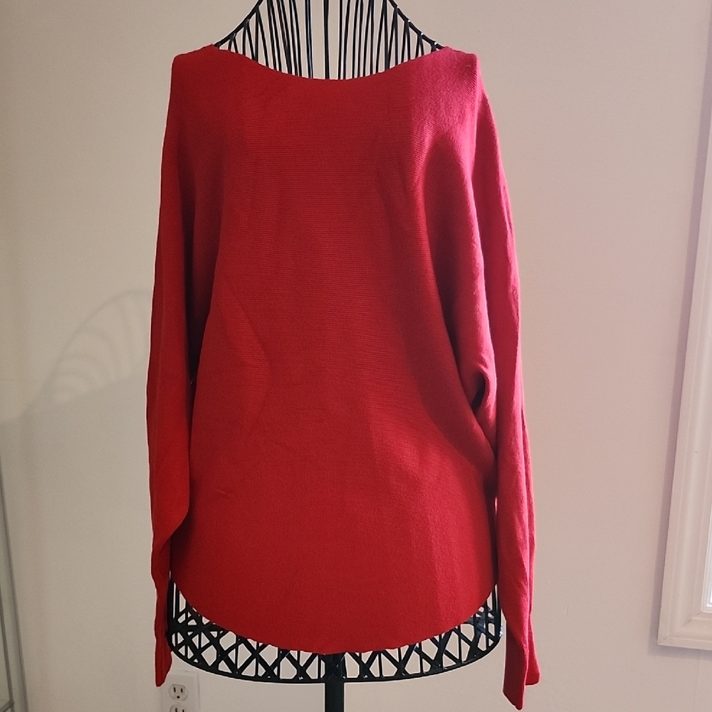 Chic Off-the-Shoulder Red Sweater